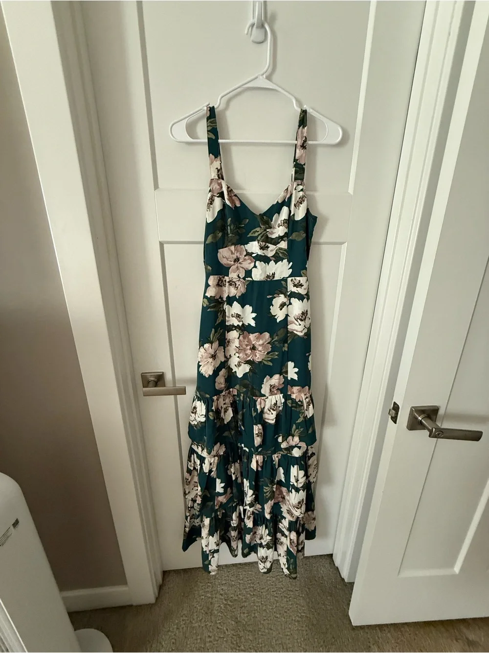 Abercrombie & Fitch Teal Floral Maxi Dress with Blush and Cream Flowers